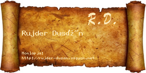 Rujder Dusán névjegykártya